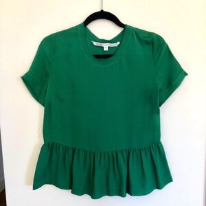 Veronica Beard Short Sleeve Silk Blouse